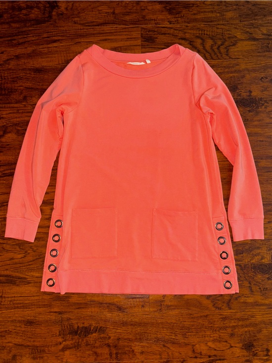 Soft Surroundings Tops - Soft Surroundings Top Coral Peach Pullover Grommet Buttons Long Sleeve Shirt